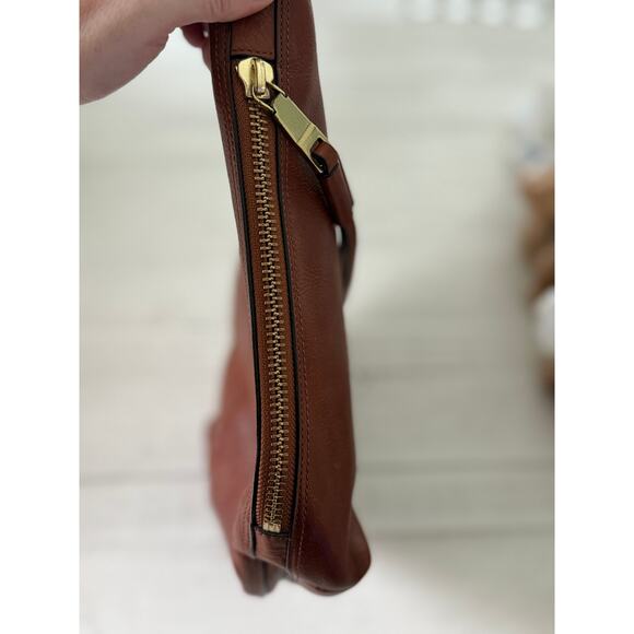 Fossil Brown Leather Hobo Shoulder Bag with Key Charm & Personalized Monogram - Picture 5 of 6